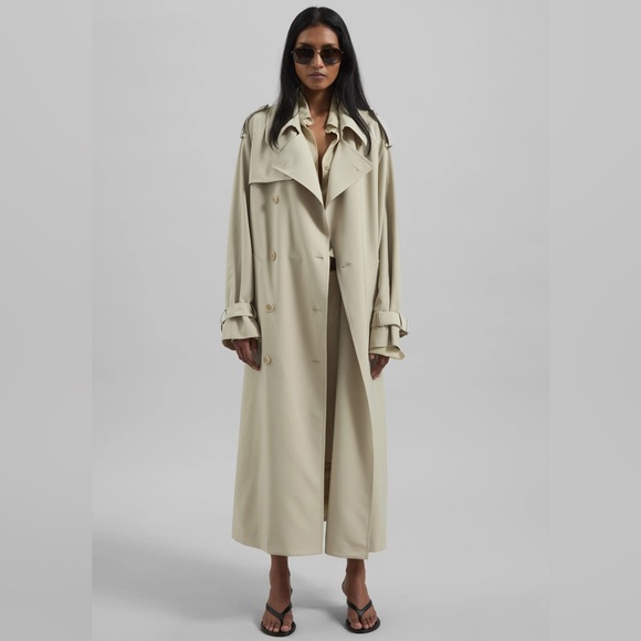 The Frankie Shop Jackets & Blazers - The Frankie Shop Veyron Belted Trench Coat in Cement